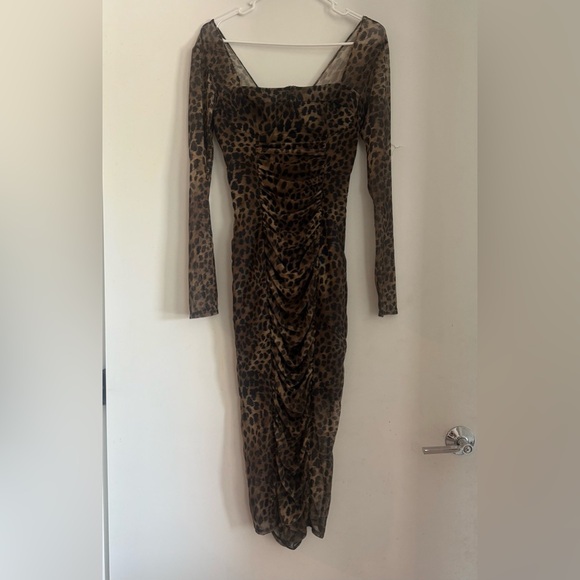 Jonathan Simkai Kai Ruched Leopard Print Dress Size S - Picture 2 of 6